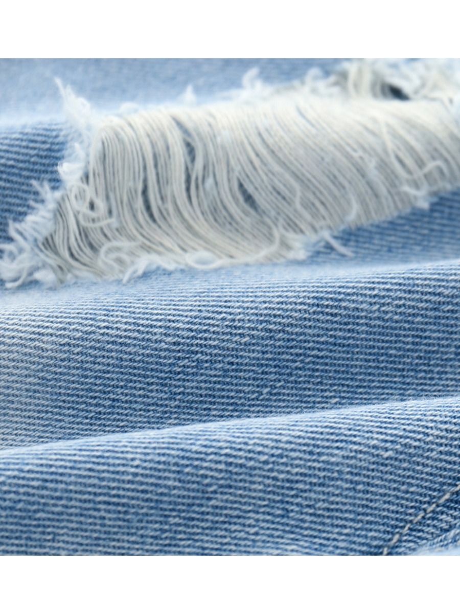 Trendy Little Kids Unisex Blue Frayed Jeans - dianjiang-