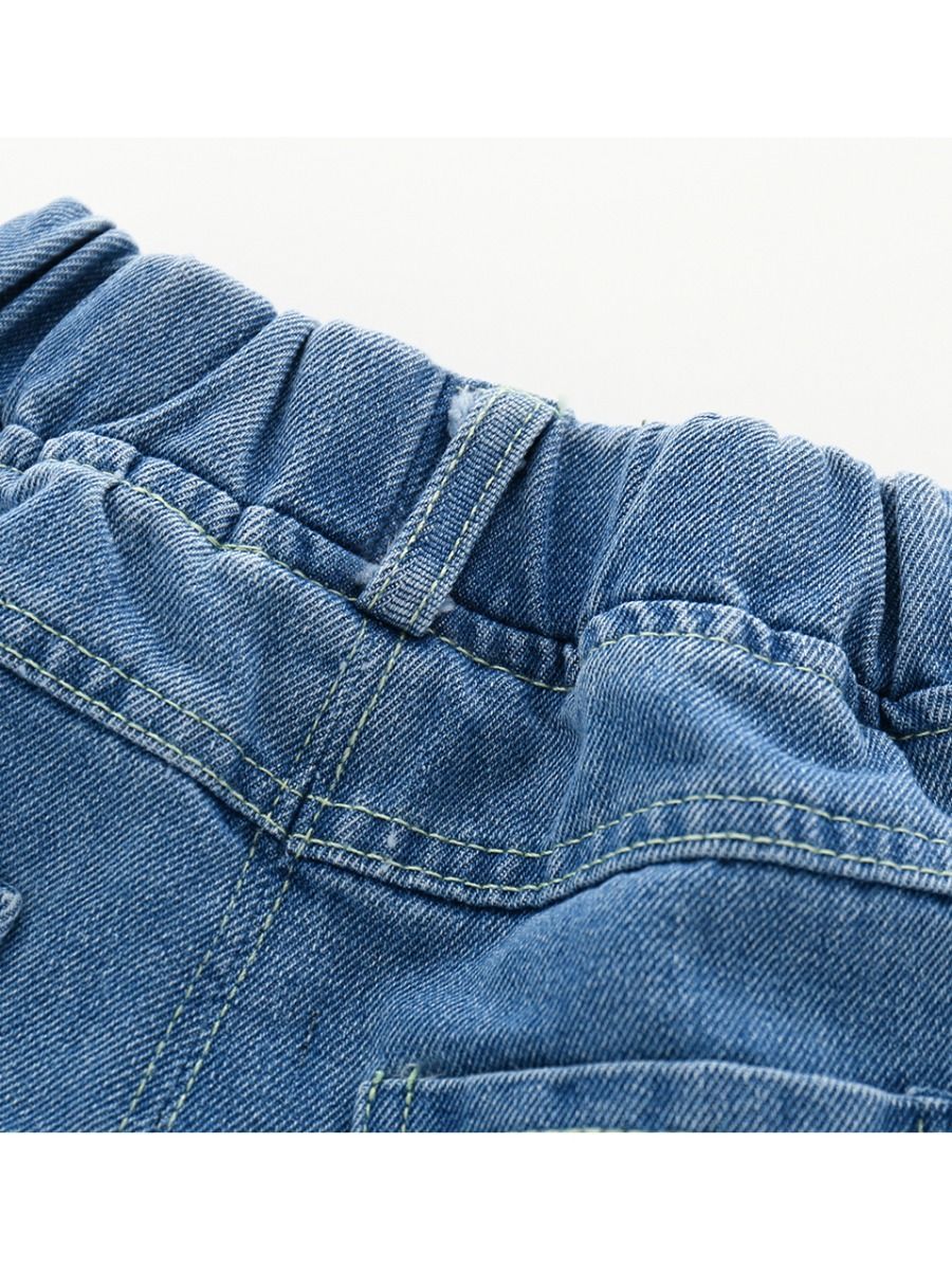 Trendy Little Kids Unisex Blue Frayed Jeans - dianjiang-