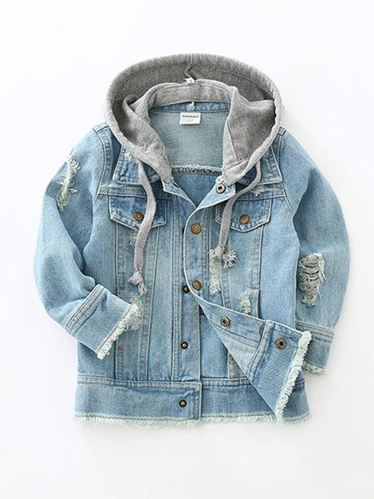 Light Blue Denim Coat Jacket Long-sleeve Top for Toddlers Boys - dianjiang-