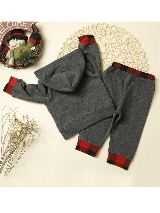 2-Piece Baby Clothes Outfits Set Long-sleeved Hoodie + Checked Pants - dianjiang-