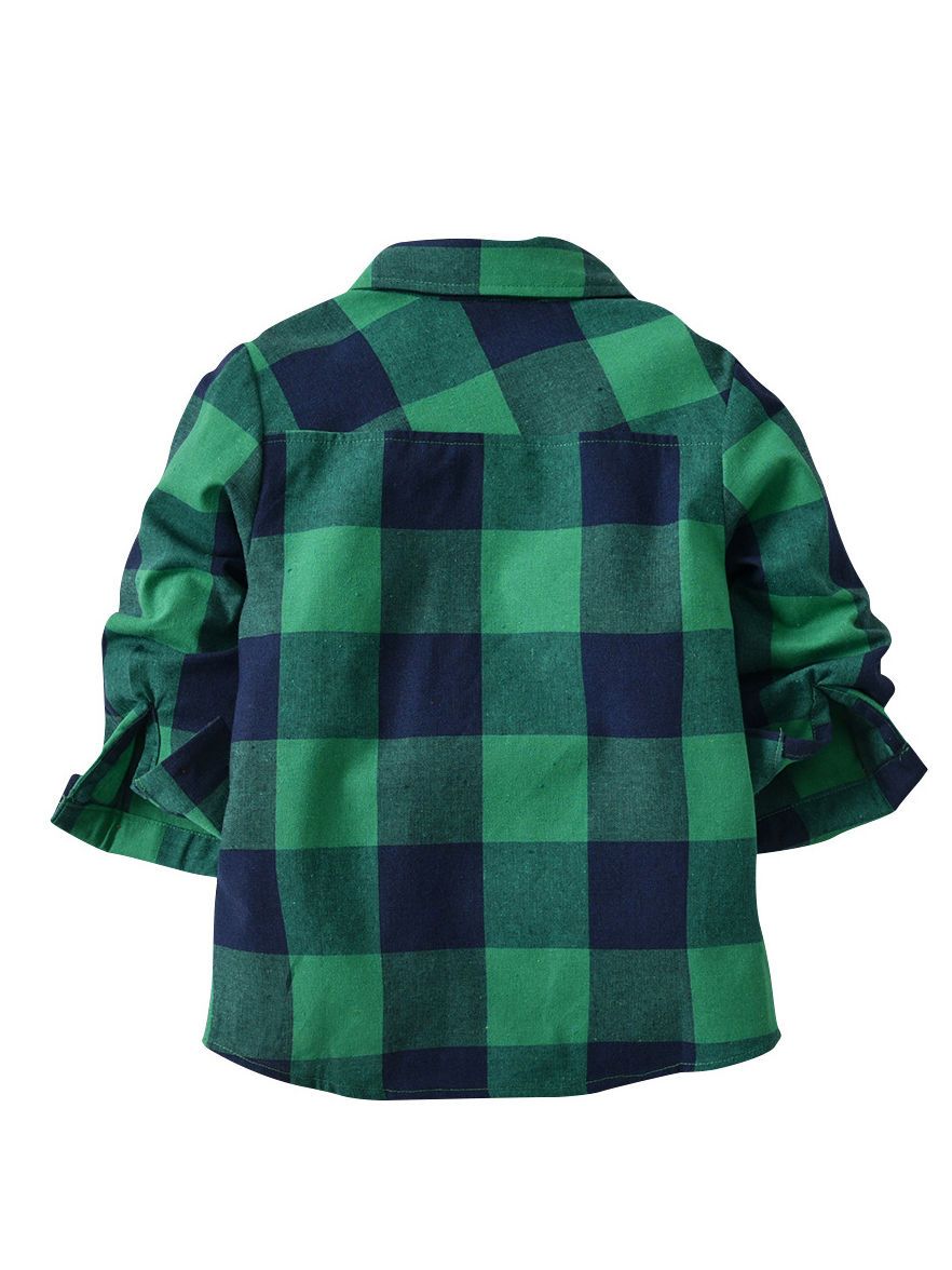 Long Sleeve Casual Clothes Buffalo Plaid Shirt Top for Toddler Big Boys Kids - dianjiang-