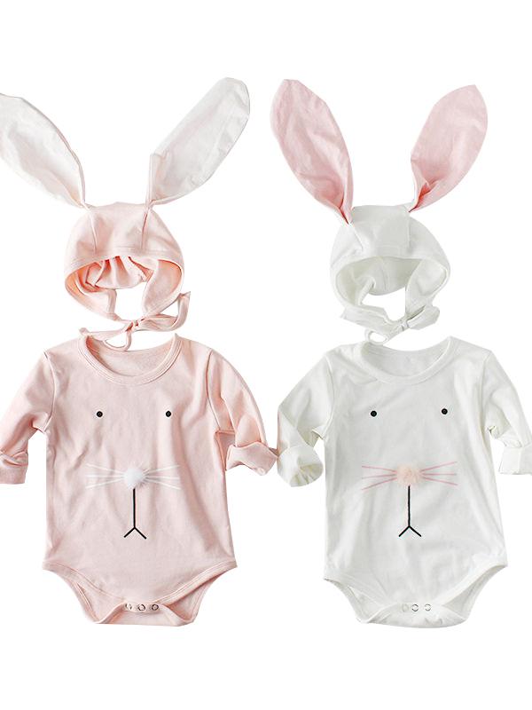 Spanish Style Baby Easter Clothes Set Long Sleeve Cotton Romper+Bunny Ear Detachable Hat - dianjiang-