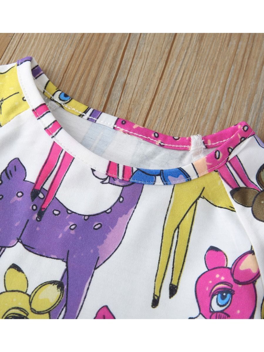 Toddler Baby Girl Long Sleeve Deer Printed Dress - dianjiang-