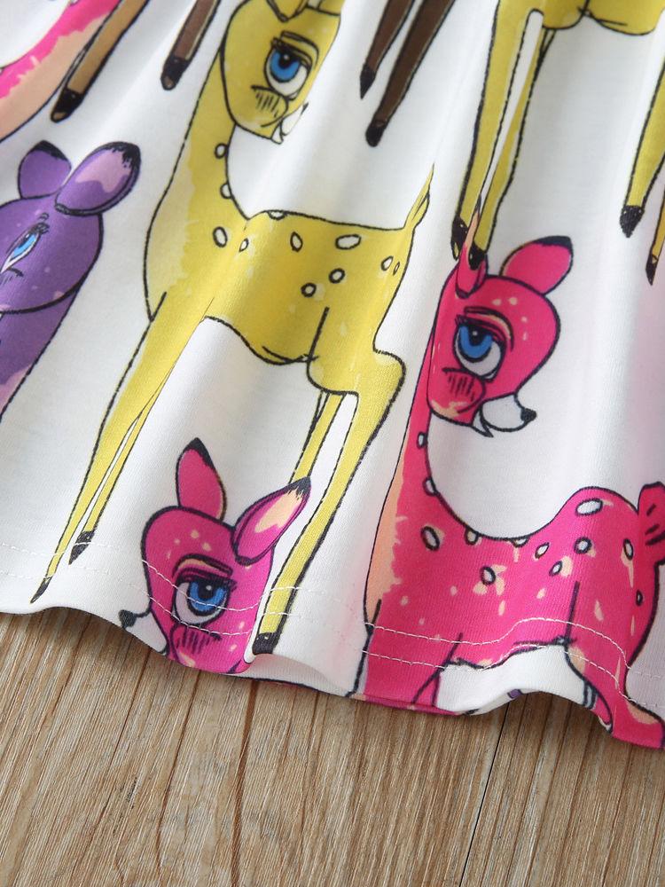 Toddler Baby Girl Long Sleeve Deer Printed Dress - dianjiang-