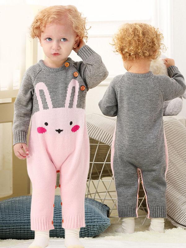 Cute Rabbit Design Long Sleeves Romper Baby Jumpsuit - dianjiang-