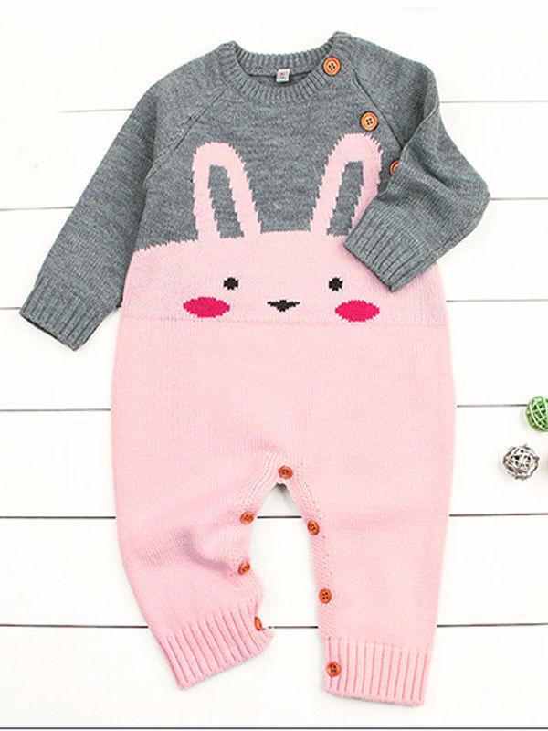 Cute Rabbit Design Long Sleeves Romper Baby Jumpsuit - dianjiang-