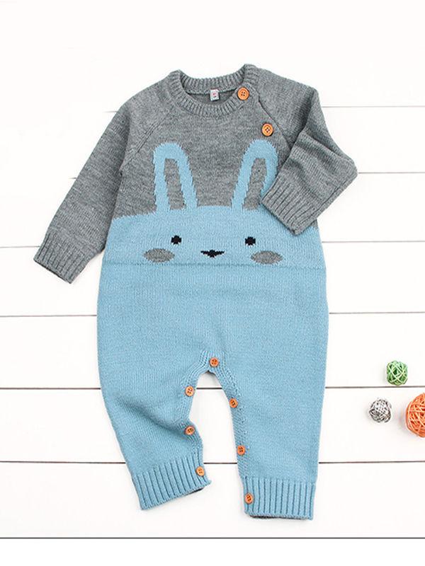 Cute Rabbit Design Long Sleeves Romper Baby Jumpsuit - dianjiang-