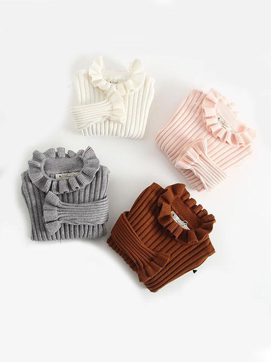 MOMMY AND ME Knitted Sweater Long-sleeve High Collar Top - dianjiang-