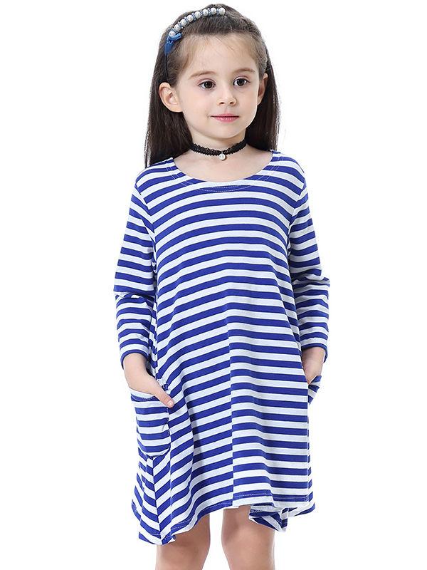 MOMMY AND ME Striped Long-sleeve Pockets Dress - dianjiang-