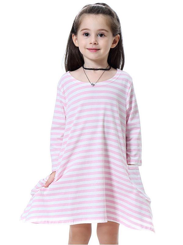 MOMMY AND ME Striped Long-sleeve Pockets Dress - dianjiang-