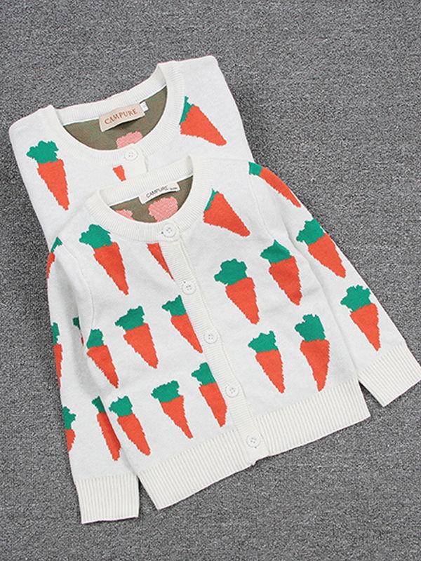 MOM AND ME Carrots Knitwear Cotton Cardigan Top for Boys Girls Adults - dianjiang-