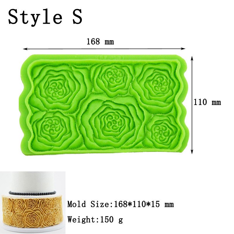 Meibum Silicone Fondant Cake Mold Party Rose Flower Vine Petal Emboss Floral Gum Paste Sugar Craft Border Decorating Mould - dianjiang-