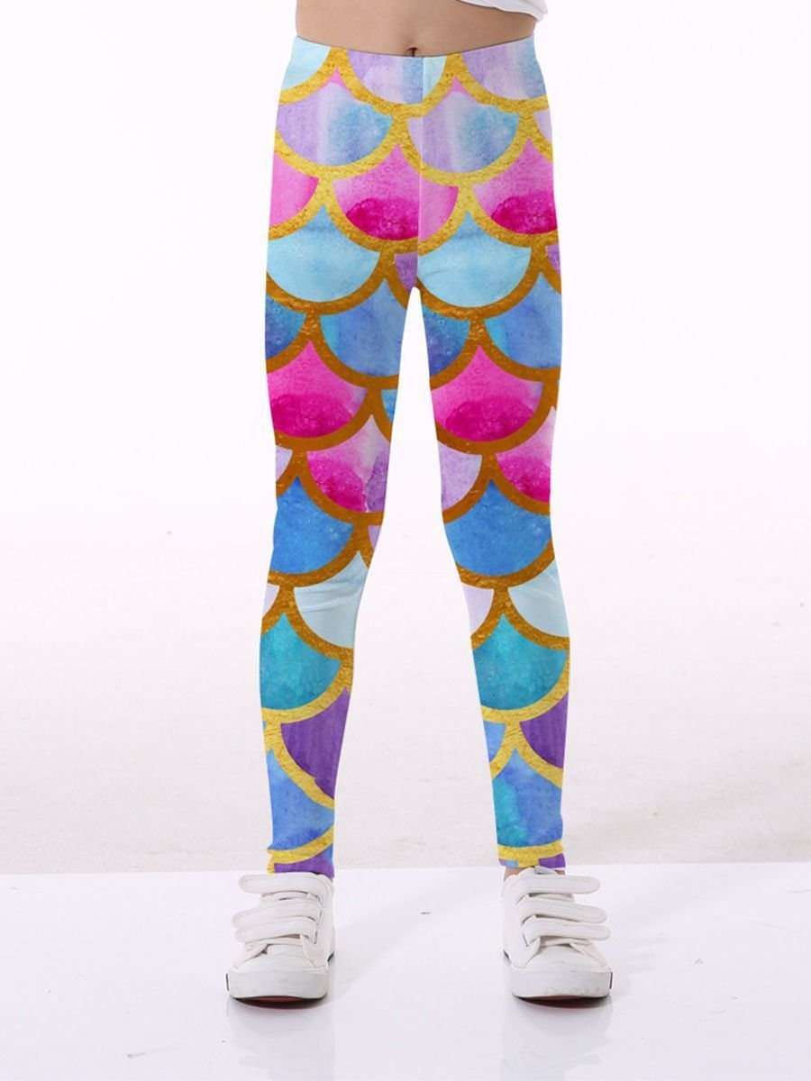 Mermaid Pattern Printed Leggings - dianjiang-