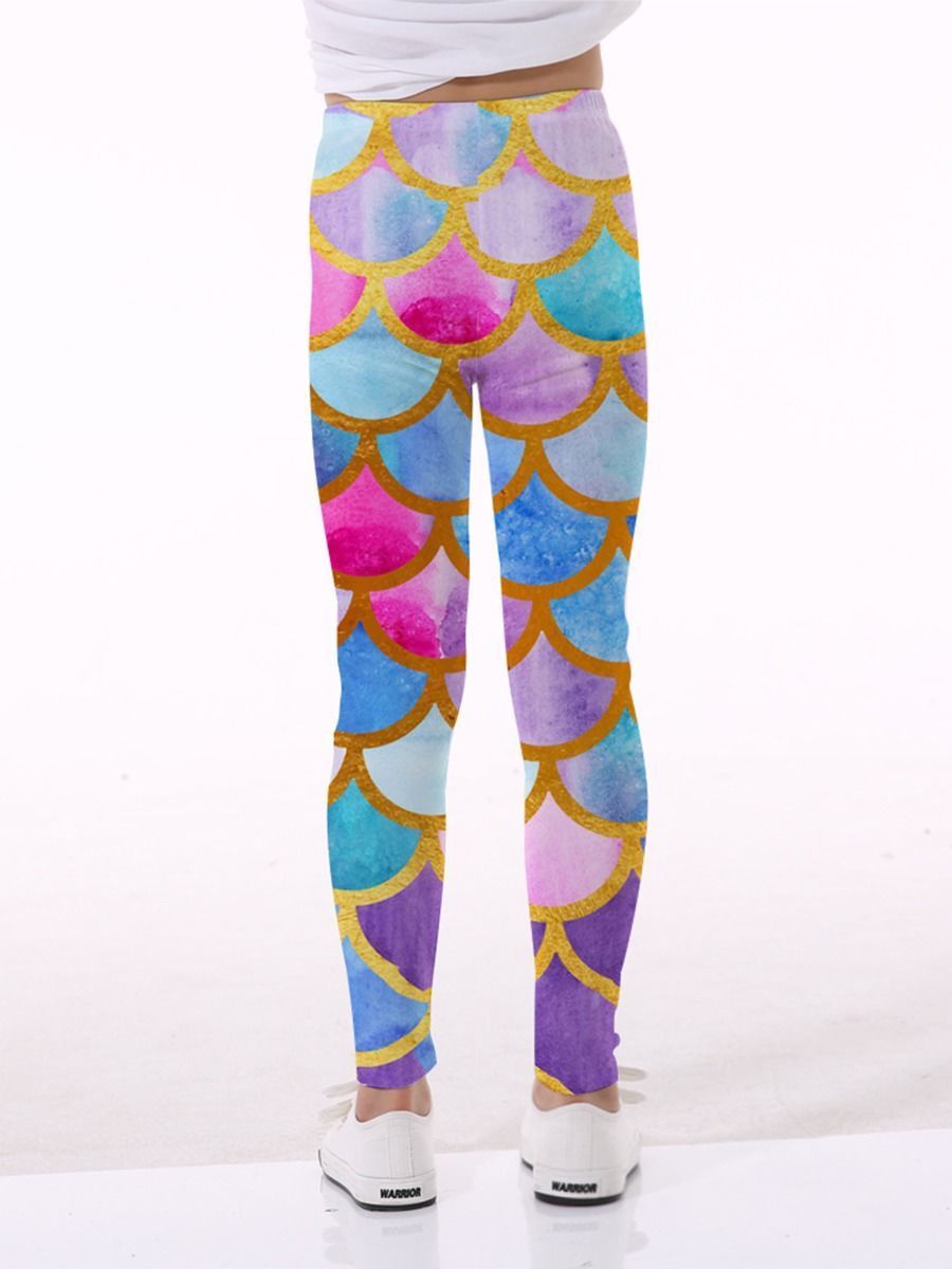 Mermaid Pattern Printed Leggings - dianjiang-