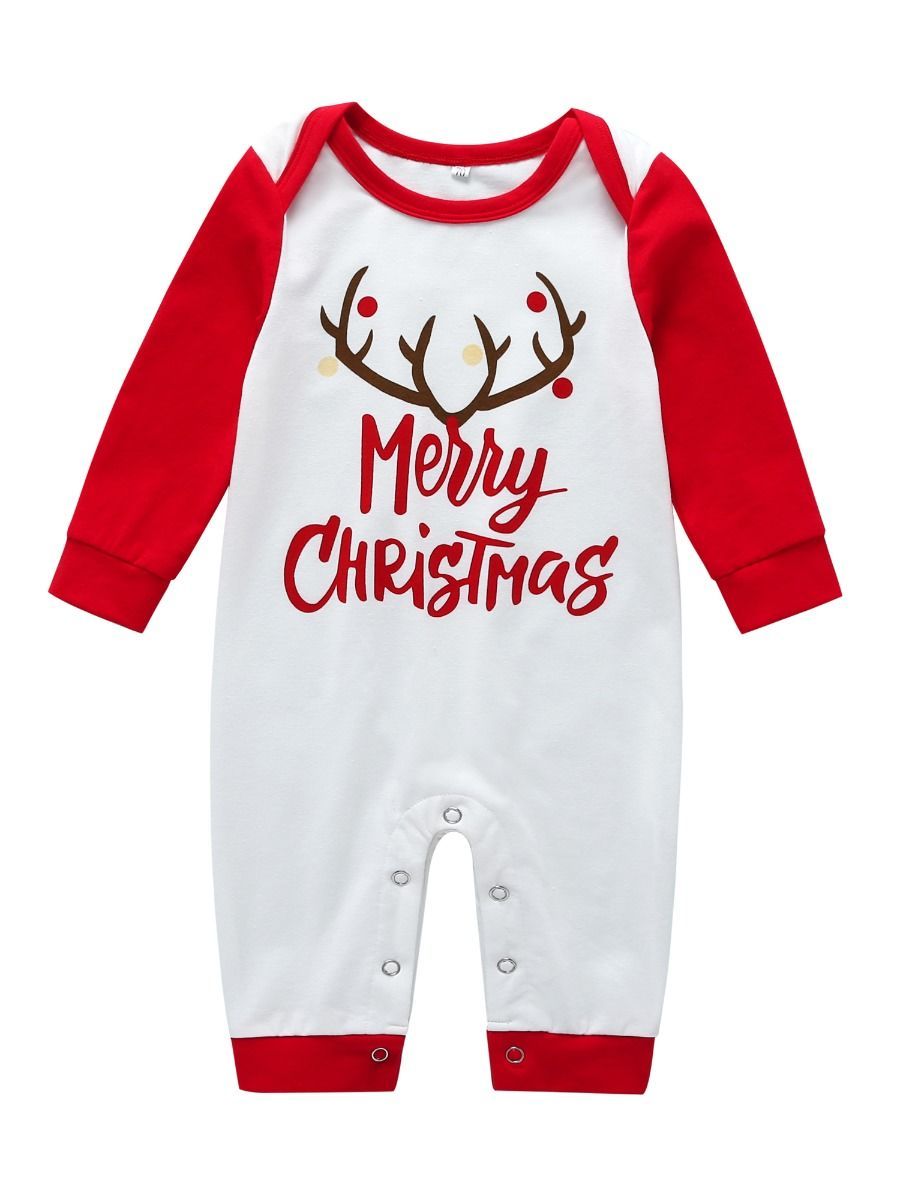 Merry Christmas Letters Print Baby Long-sleeved Overall - dianjiang-