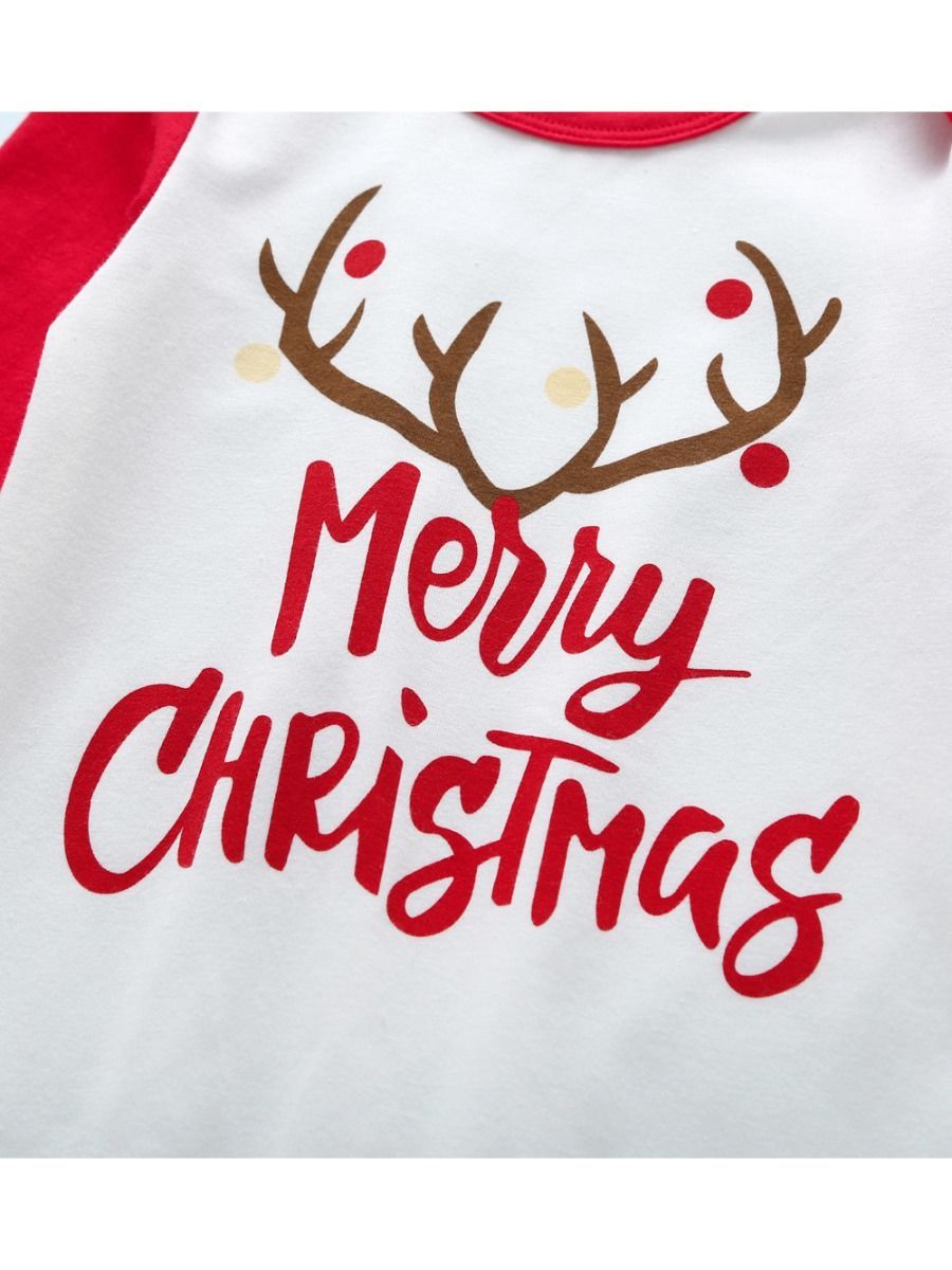 Merry Christmas Letters Print Baby Long-sleeved Overall - dianjiang-