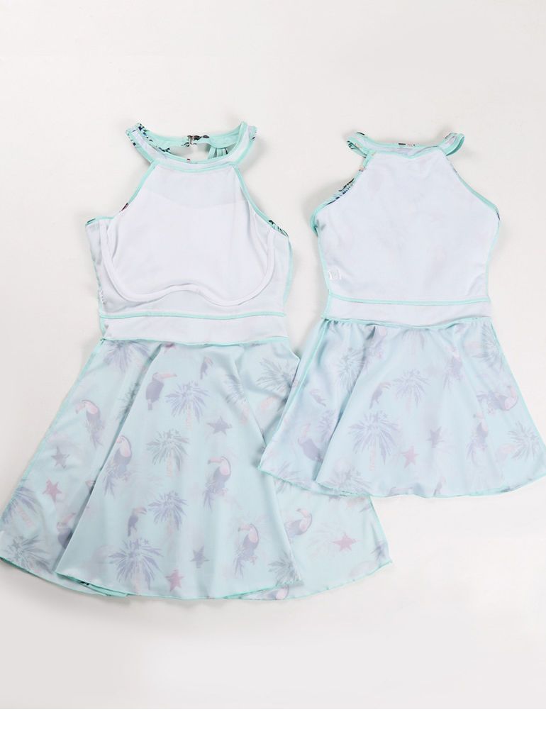 Mommy And Me Family Fitted Bird Leaf Print Swimwear - dianjiang-