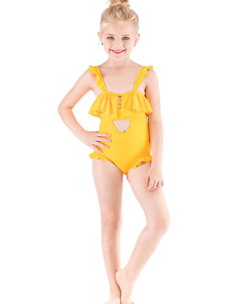 Mommy & Daughter Yellow Frilled One Piece Beach Wear - dianjiang-