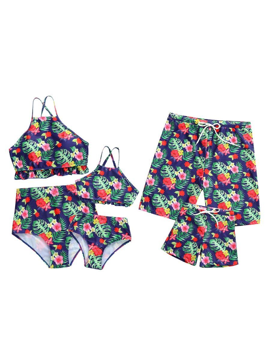 Mom and Daughter Flower Leaf Bikini Family Outfit Swimwear - dianjiang-