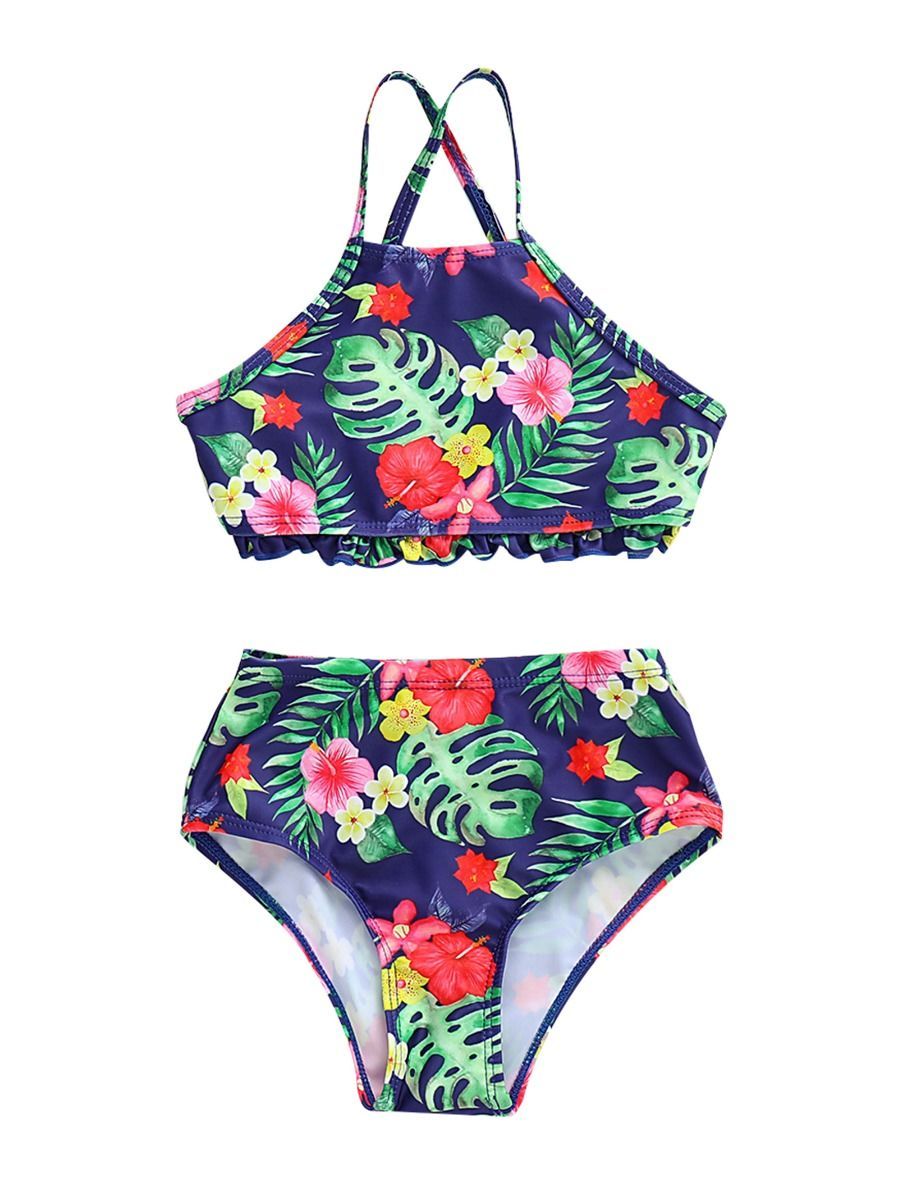 Mom and Daughter Flower Leaf Bikini Family Outfit Swimwear - dianjiang-