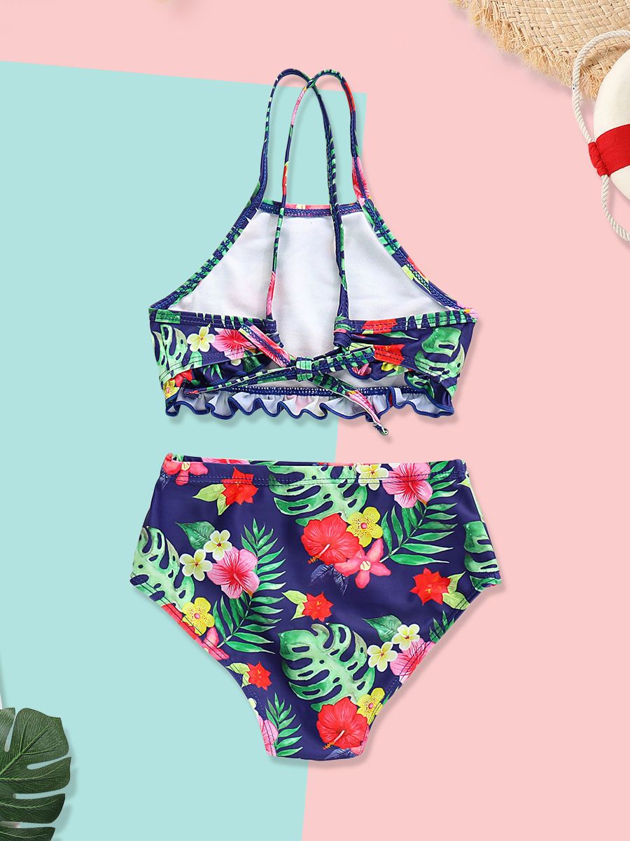 Mom and Daughter Flower Leaf Bikini Family Outfit Swimwear - dianjiang-