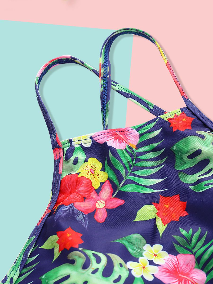 Mom and Daughter Flower Leaf Bikini Family Outfit Swimwear - dianjiang-