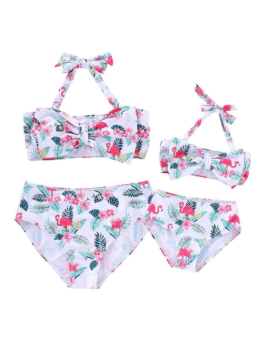 Mom and Me Flamingo Flower Bikini Beach Wear - dianjiang-