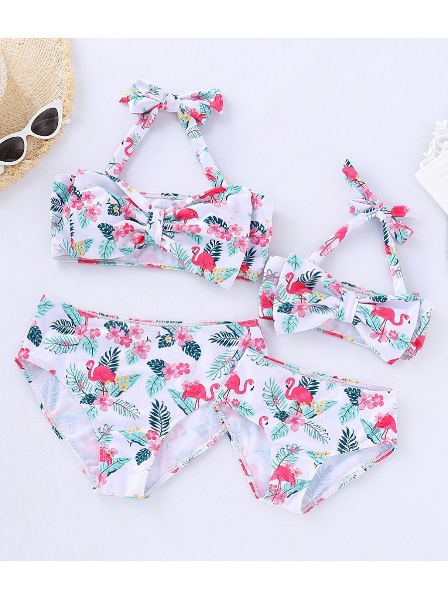 Mom and Me Flamingo Flower Bikini Beach Wear - dianjiang-