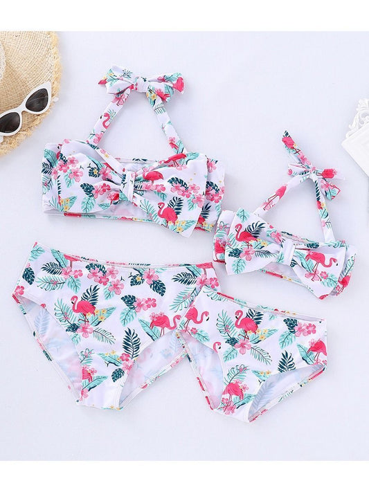 Mom and Me Flamingo Flower Bikini Beach Wear - dianjiang-