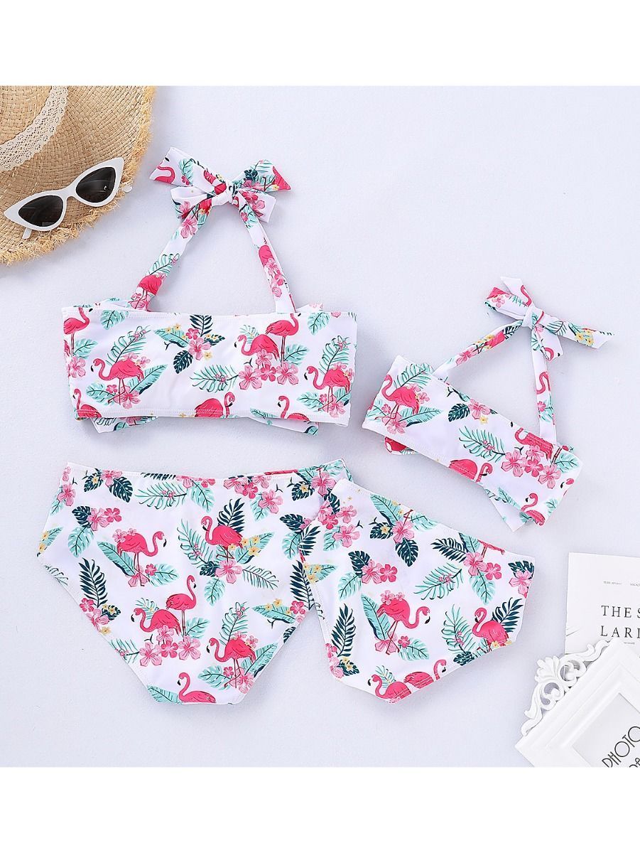 Mom and Me Flamingo Flower Bikini Beach Wear - dianjiang-