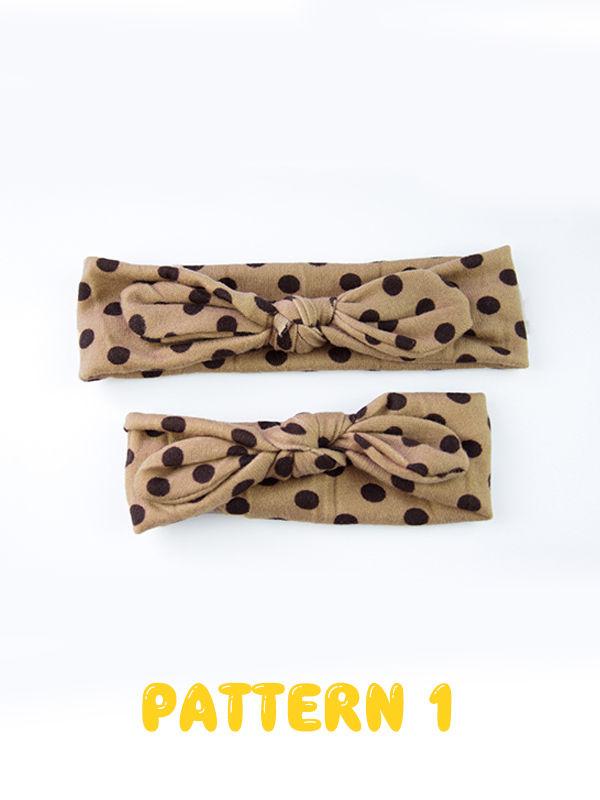 6 Colors Mom and Me Dots Knotted Headband Knitted Elastic Hairband Set - dianjiang-