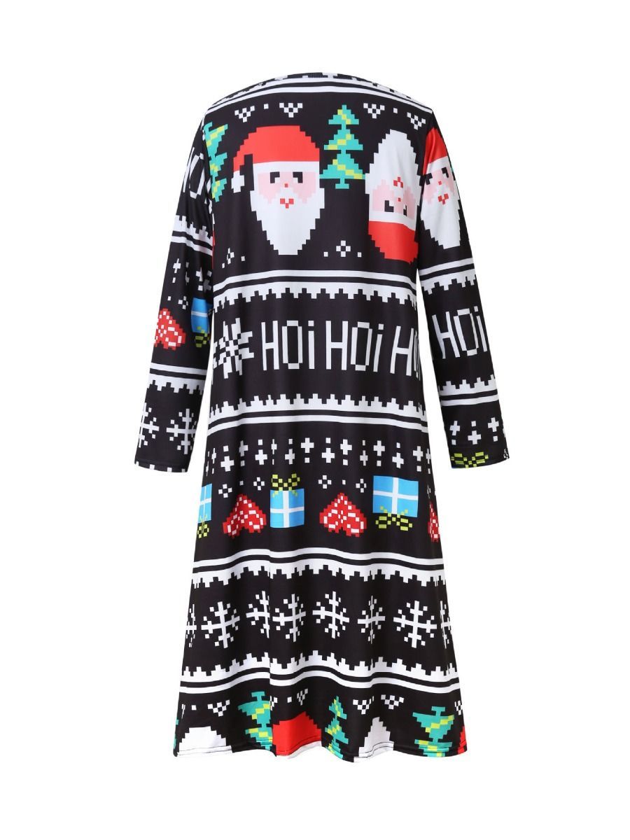 Mom and Me Santa Random Pattern Long-sleeved Dress - dianjiang-