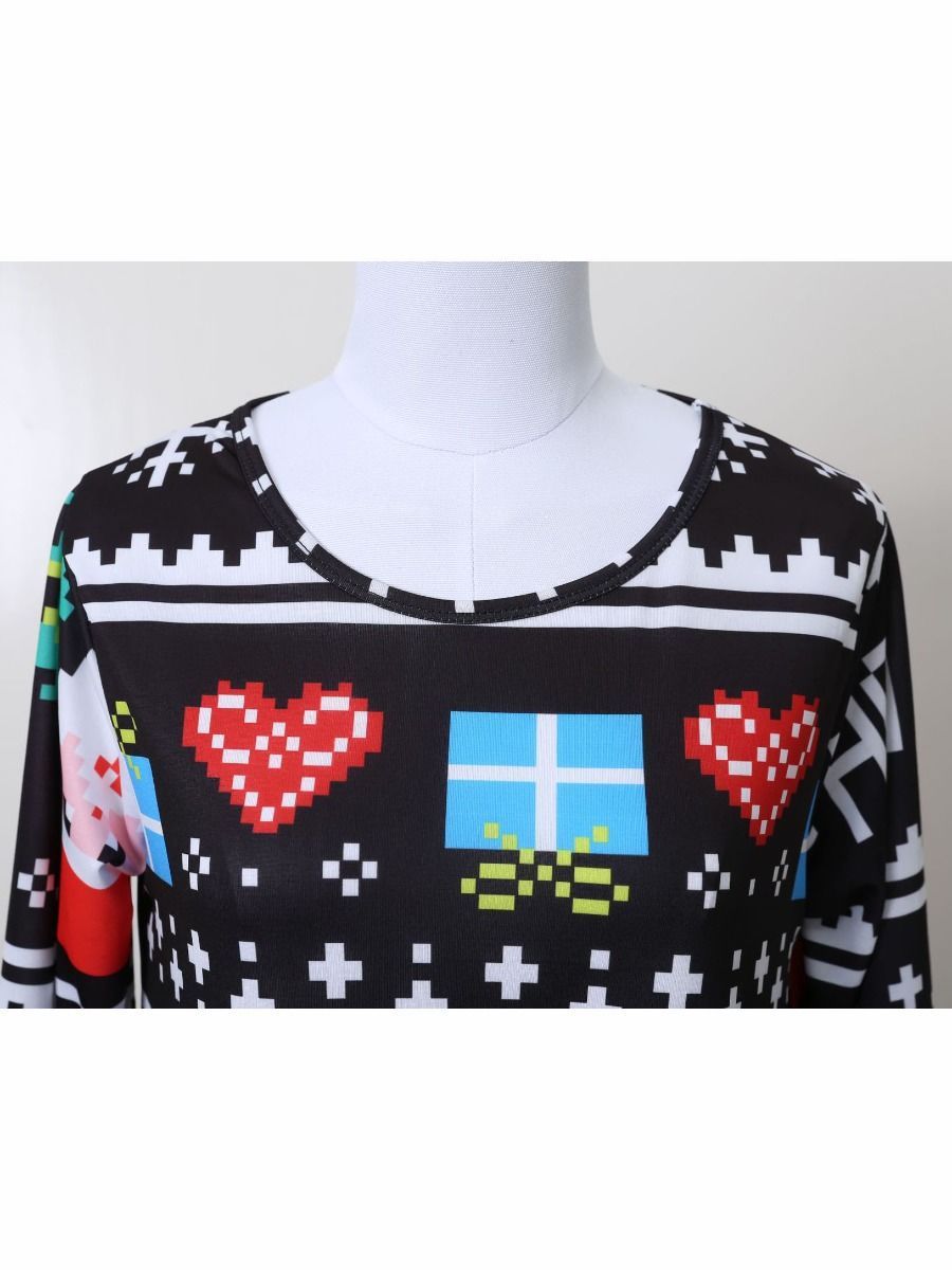 Mom and Me Santa Random Pattern Long-sleeved Dress - dianjiang-