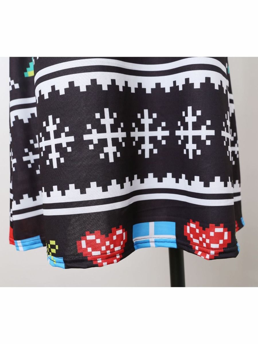 Mom and Me Santa Random Pattern Long-sleeved Dress - dianjiang-