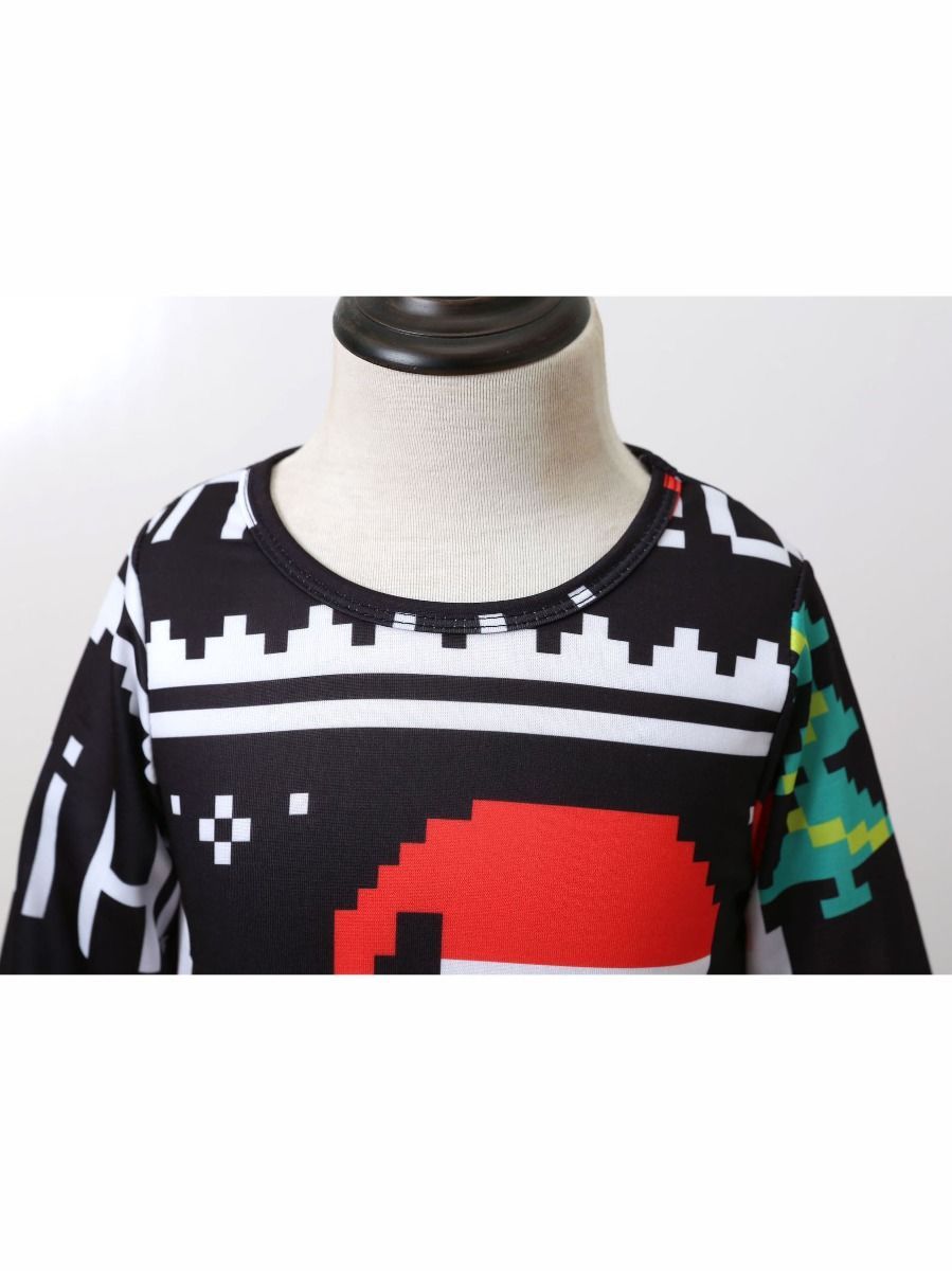 Mom and Me Santa Random Pattern Long-sleeved Dress - dianjiang-
