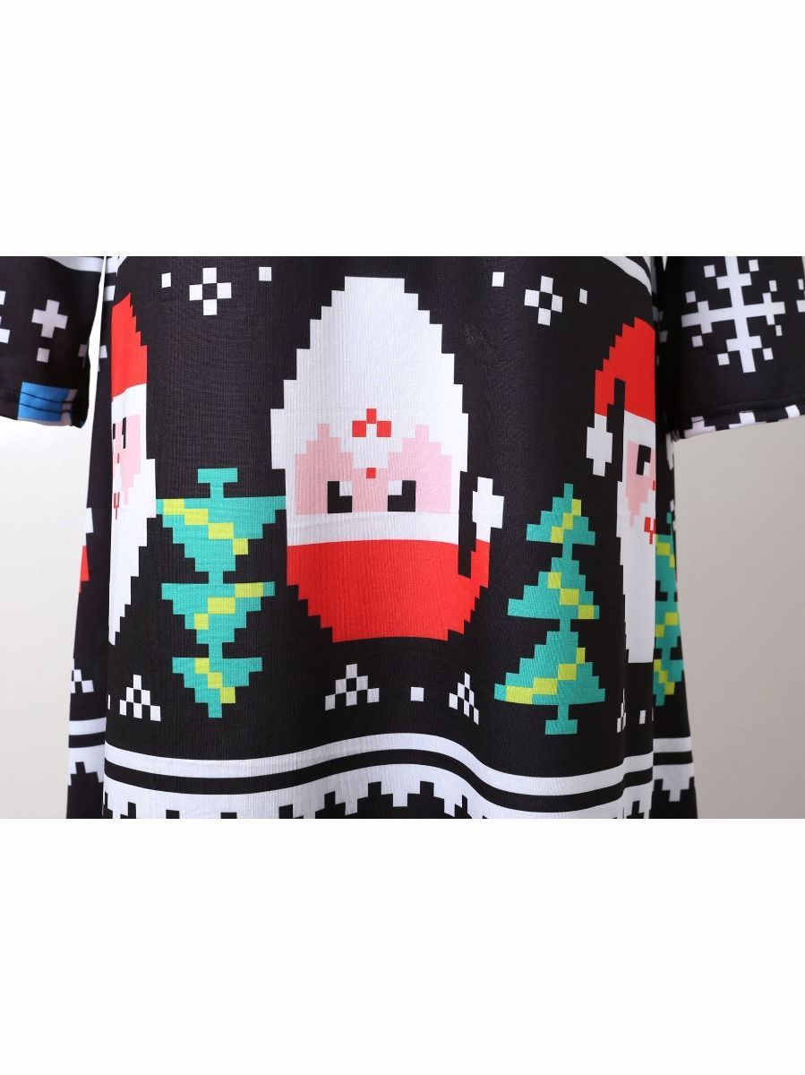 Mom and Me Santa Random Pattern Long-sleeved Dress - dianjiang-