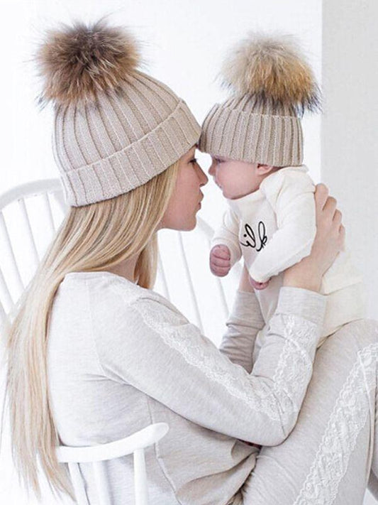 Knitted Hat Mommy And Me Thickened Thermal Woolen Hat - dianjiang-