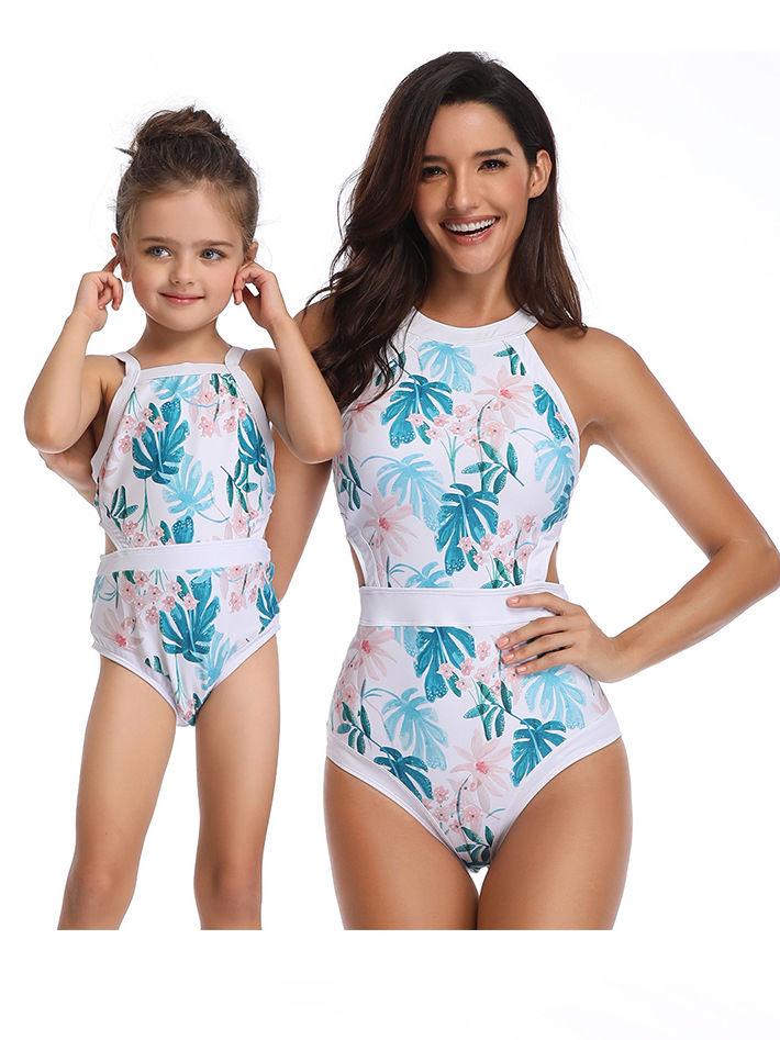Mommy & Me Leaf Print One-piece Swimwear - dianjiang-