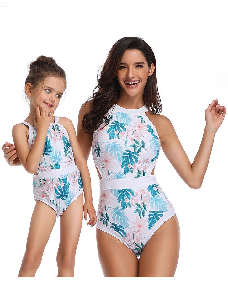 Mommy & Me Leaf Print One-piece Swimwear - dianjiang-