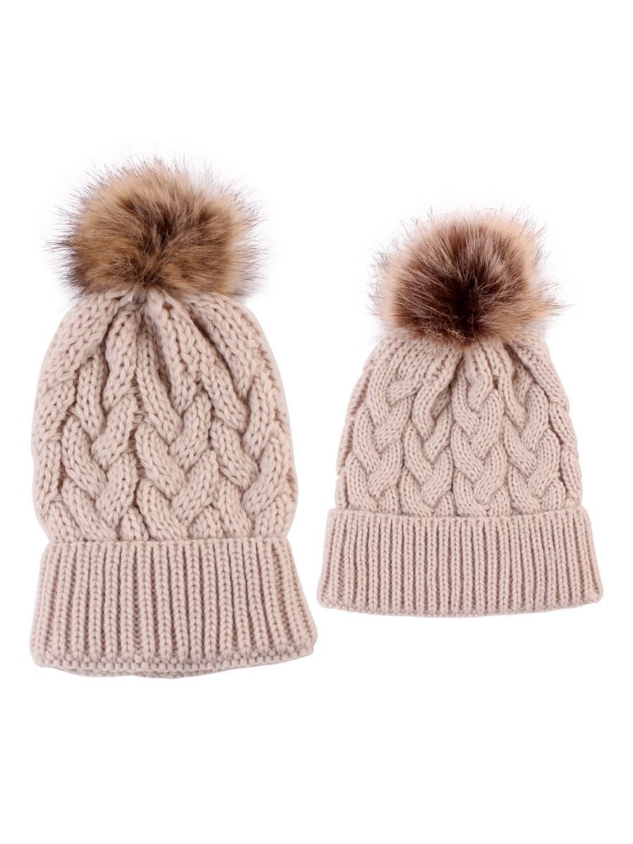 Mommy and Me 2-PACK Pompon Knitted Crochet Hat - dianjiang-