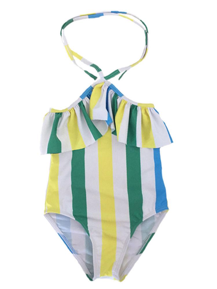 Mommy and Me Striped Color Blocking One Piece Swimming Wear - dianjiang-