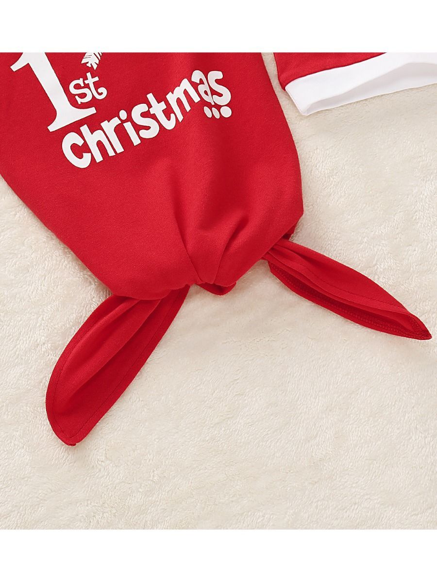 My 1st Christmas 2-Piece Letters Red 70CM Baby Sleeping Bag & Hat - dianjiang-