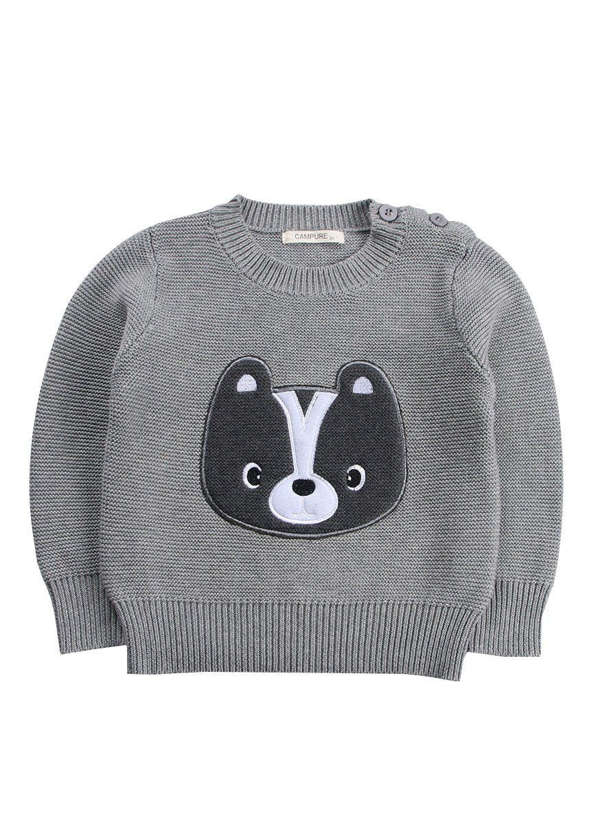 Winter Cute Sweater Bear Lion Embroidery Pattern Jumper Classic Crew Neck Knitwear - dianjiang-