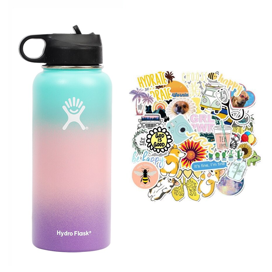 New Hydro Flask Candy colors 18/32oz  High Capacity Vacuum Insulated Wide Mouth Outdoor Self-driving Tour Camping Water Bottle - dianjiang-