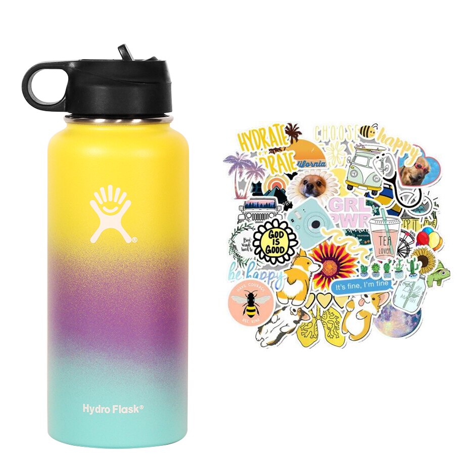 New Hydro Flask Candy colors 18/32oz  High Capacity Vacuum Insulated Wide Mouth Outdoor Self-driving Tour Camping Water Bottle - dianjiang-