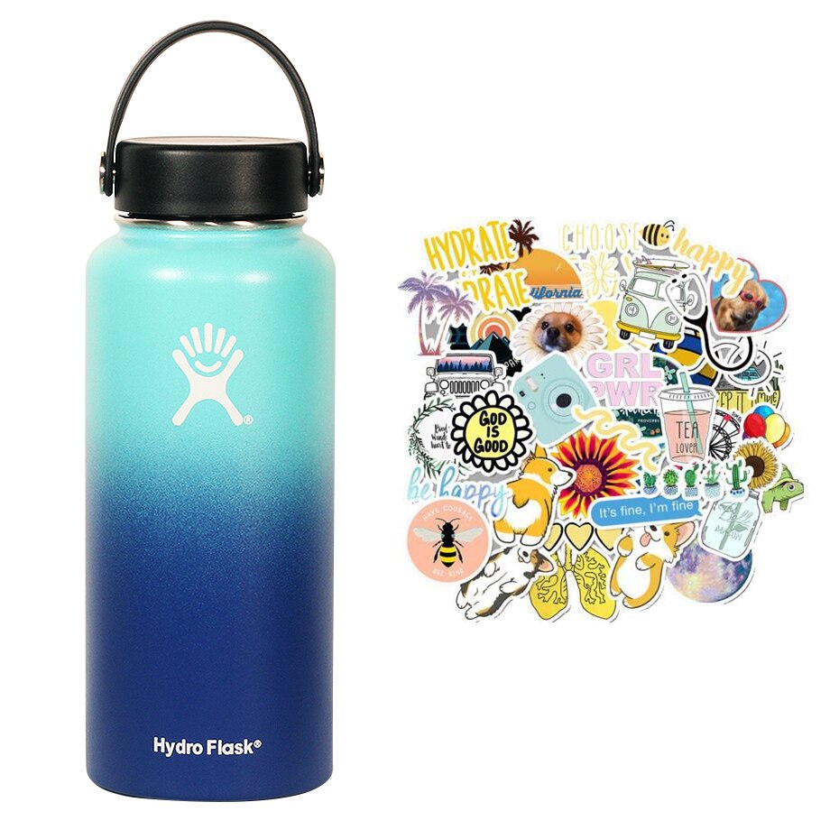 New Hydro Flask Candy colors 18/32oz  High Capacity Vacuum Insulated Wide Mouth Outdoor Self-driving Tour Camping Water Bottle - dianjiang-