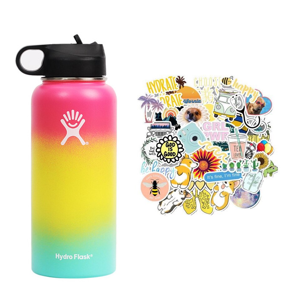 New Hydro Flask Candy colors 18/32oz  High Capacity Vacuum Insulated Wide Mouth Outdoor Self-driving Tour Camping Water Bottle - dianjiang-