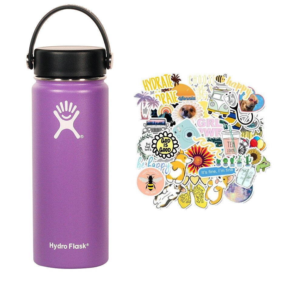 New Hydro Flask Candy colors 18/32oz  High Capacity Vacuum Insulated Wide Mouth Outdoor Self-driving Tour Camping Water Bottle - dianjiang-