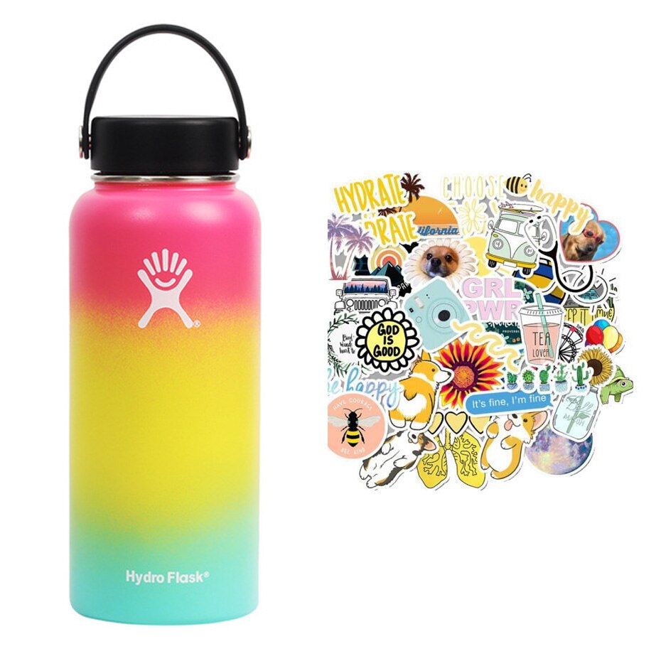 New Hydro Flask Candy colors 18/32oz  High Capacity Vacuum Insulated Wide Mouth Outdoor Self-driving Tour Camping Water Bottle - dianjiang-