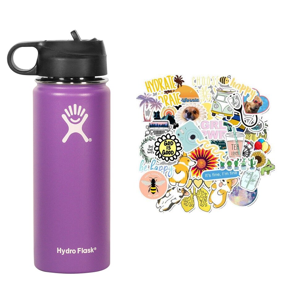 New Hydro Flask Candy colors 18/32oz  High Capacity Vacuum Insulated Wide Mouth Outdoor Self-driving Tour Camping Water Bottle - dianjiang-